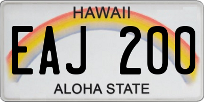 HI license plate EAJ200