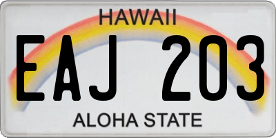 HI license plate EAJ203