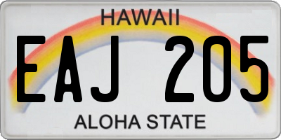 HI license plate EAJ205