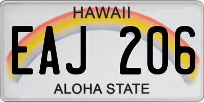 HI license plate EAJ206