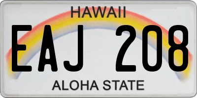 HI license plate EAJ208