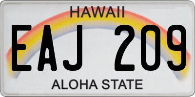 HI license plate EAJ209