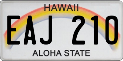 HI license plate EAJ210