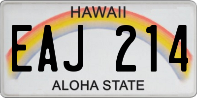 HI license plate EAJ214