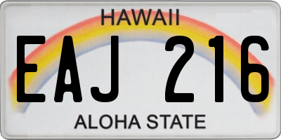 HI license plate EAJ216