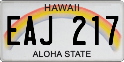 HI license plate EAJ217