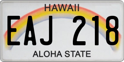 HI license plate EAJ218