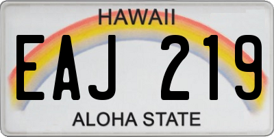 HI license plate EAJ219