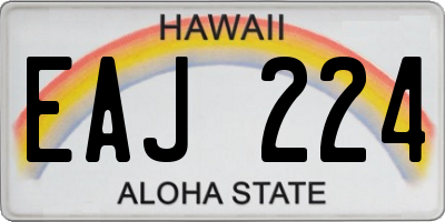 HI license plate EAJ224