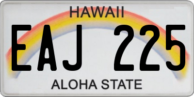 HI license plate EAJ225