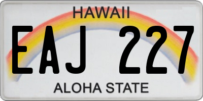 HI license plate EAJ227