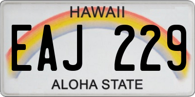 HI license plate EAJ229