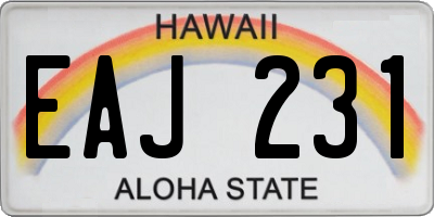 HI license plate EAJ231