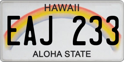 HI license plate EAJ233