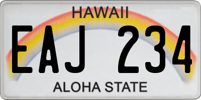 HI license plate EAJ234