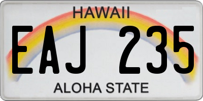 HI license plate EAJ235