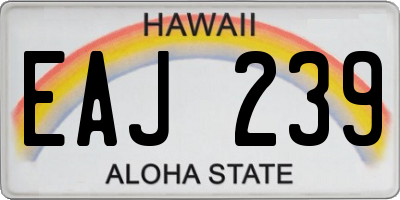 HI license plate EAJ239