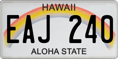 HI license plate EAJ240