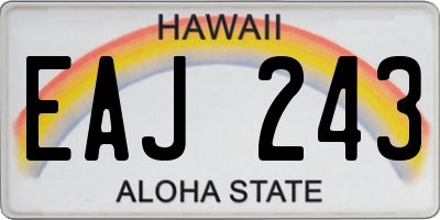 HI license plate EAJ243