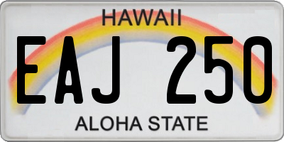 HI license plate EAJ250