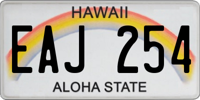 HI license plate EAJ254