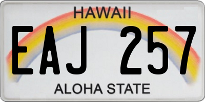 HI license plate EAJ257