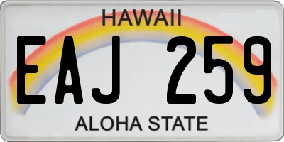 HI license plate EAJ259