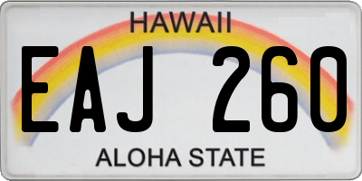 HI license plate EAJ260