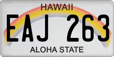 HI license plate EAJ263