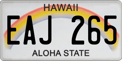 HI license plate EAJ265