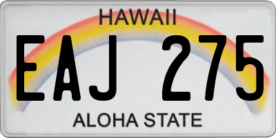 HI license plate EAJ275