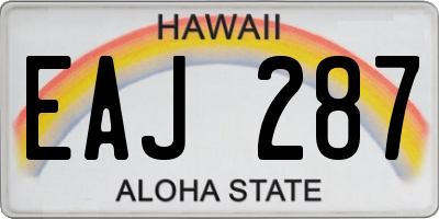 HI license plate EAJ287