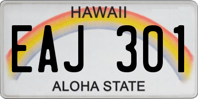 HI license plate EAJ301