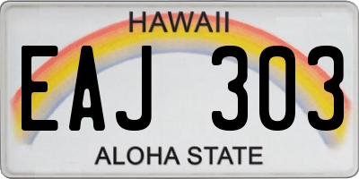 HI license plate EAJ303