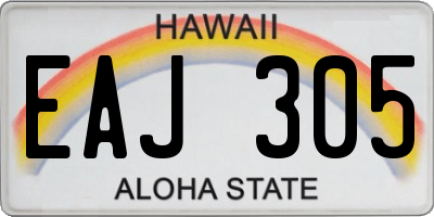 HI license plate EAJ305