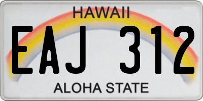 HI license plate EAJ312