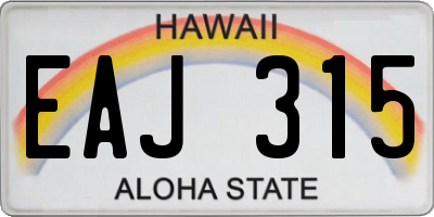 HI license plate EAJ315