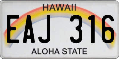 HI license plate EAJ316