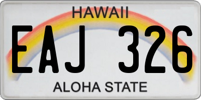 HI license plate EAJ326