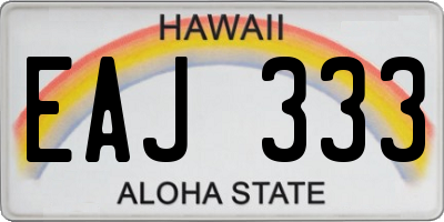 HI license plate EAJ333