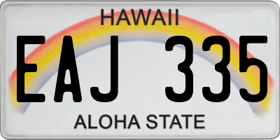 HI license plate EAJ335