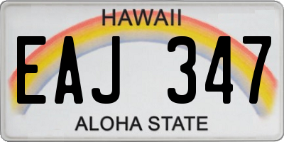 HI license plate EAJ347