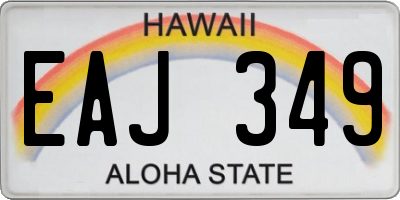 HI license plate EAJ349