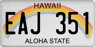 HI license plate EAJ351