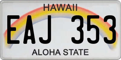 HI license plate EAJ353