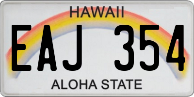 HI license plate EAJ354