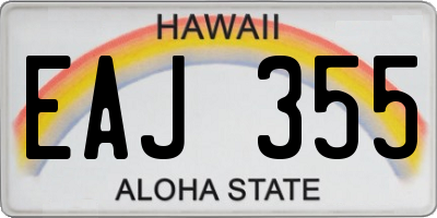 HI license plate EAJ355