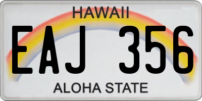 HI license plate EAJ356