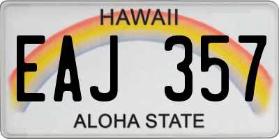 HI license plate EAJ357