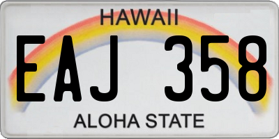 HI license plate EAJ358